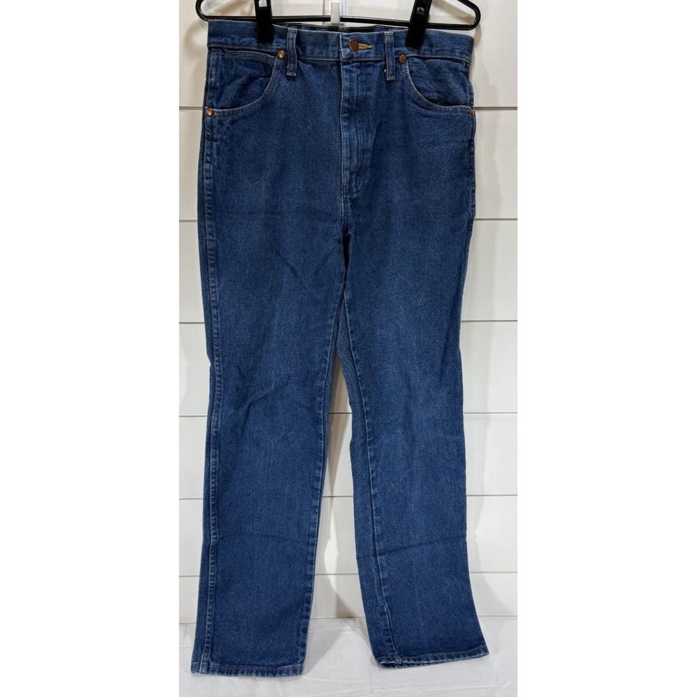 Wrangler Men's Straight Leg Blue Jeans Dark Wash 32x34 Denim Pants Western Rodeo